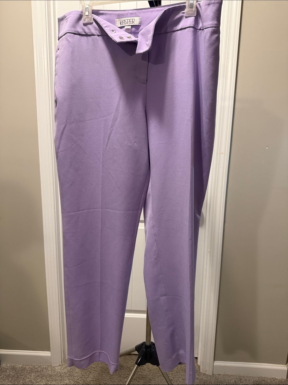 Kasper Lavender Straight-Leg Dress Pants
